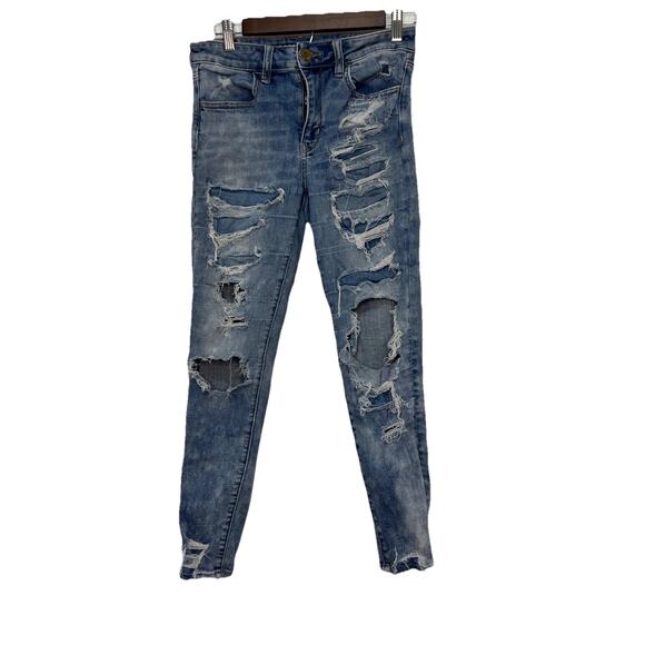 American Eagle Woman next level stretch hi/rise jegging size 6 Short distressed - Picture 1 of 11